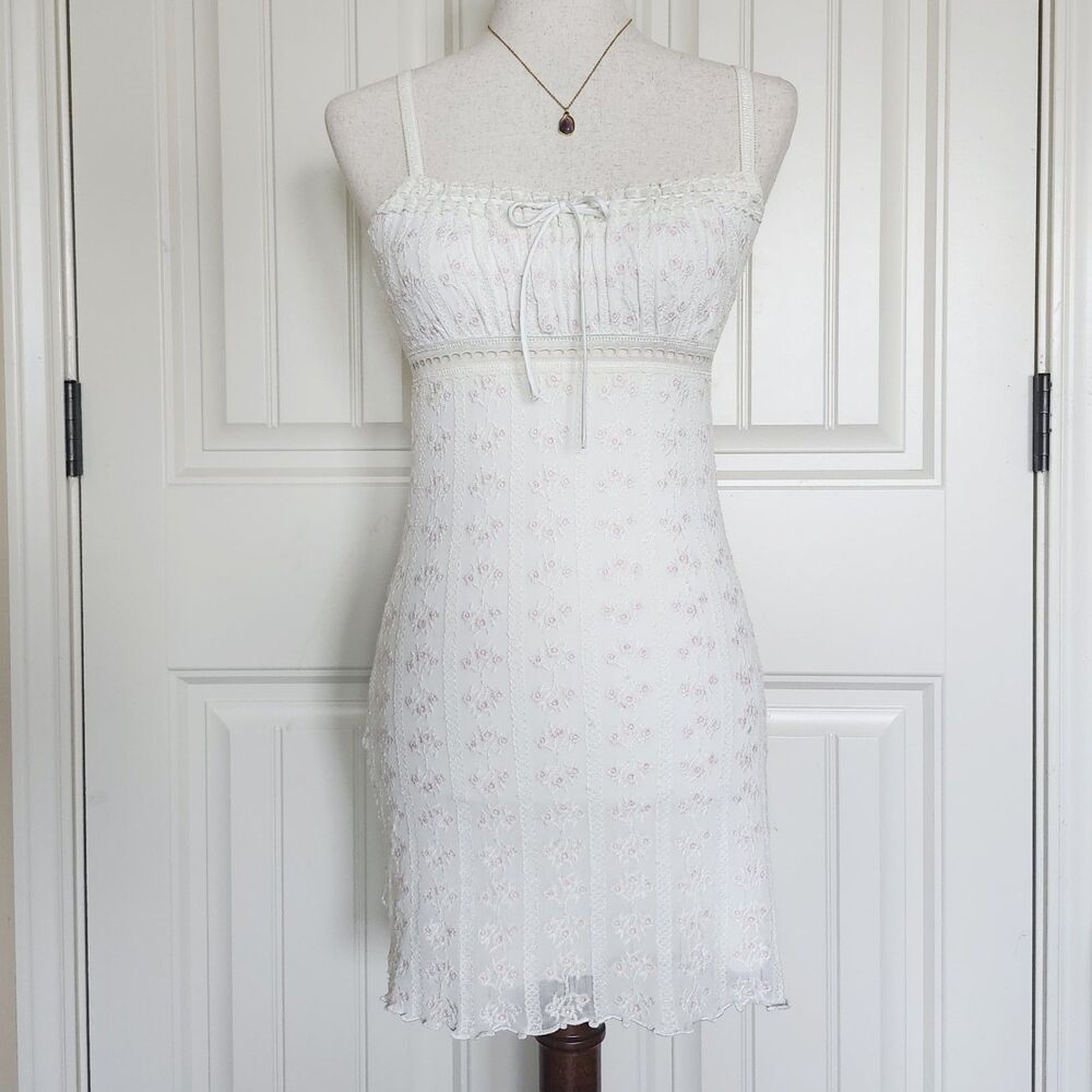 Garage White/Pink Floral Mini Bodycon Dress Size S